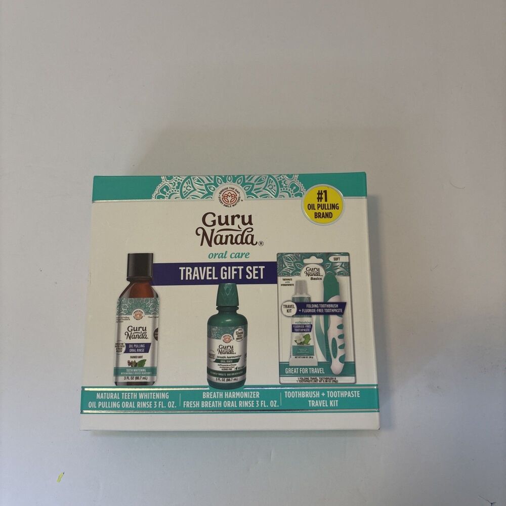 NEW Guru Nanda Travel Kit Whitening Oil, Breath Harmonizer, Toothbrush & Paste